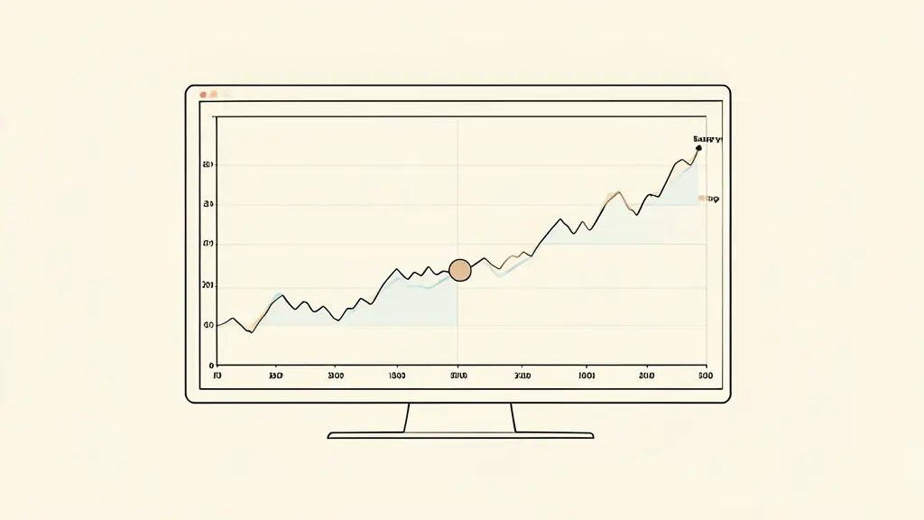 Editorial photograph of a trading workstation showing an unbranded generic chart with market context zone, entry trigger marker, and stop-target levels, no readable text, no logo